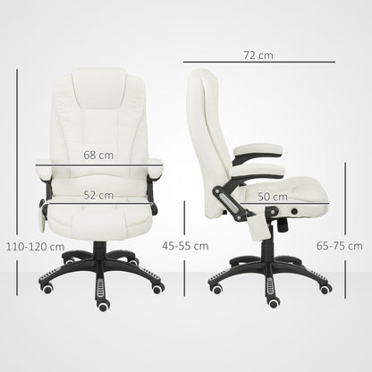 Vinsetto Ergonomischer Schreibtischstuhl med massagefunktion, 68 x 72 x 110–120 cm, Cremeweiß