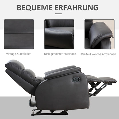 HOMCOM Relaxsessel Fernsehsessel Couch-Sessel Liegesessel Winkelschreibtisch mit CPU-Ständer verstellbar ergonomisch Kunstleder Stahl Braun 75 x 92 x 99 cm