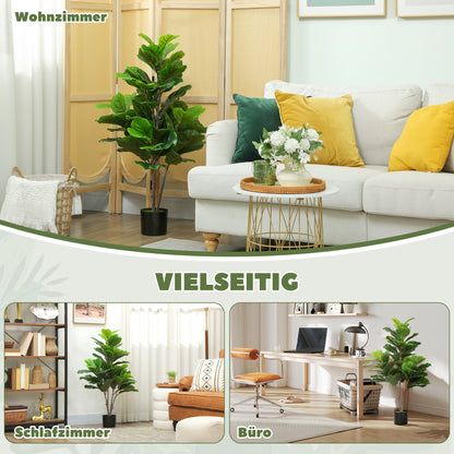 HOMCOM Künstliche Geigen-Feigenbaum 110cm Kunstpflanze, Plastik Künstliche Pflanzen im Topf, Dekoration Geschenk