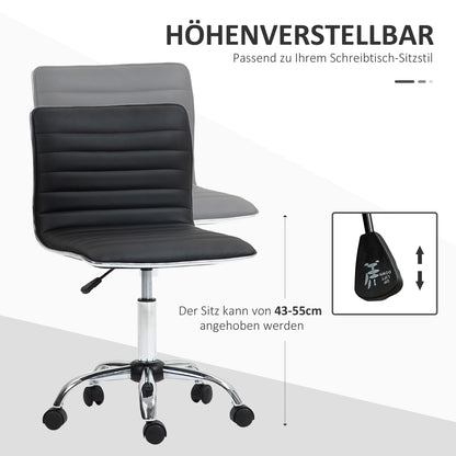 HOMCOM Höhenverstellbarer Salonstuhl mit Rückenlehne, Drehstuhl, Metall, Kunstleder, 48 x 52 x 78-90 cm, Schwarz