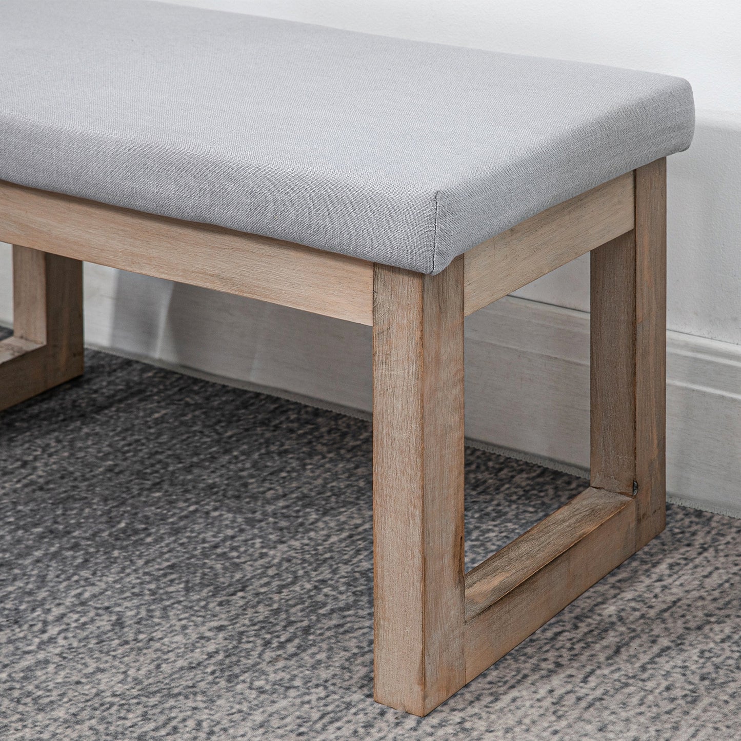 HOMCOM Fußbank im Skandi-Design, Sitzhocker, Fußhocker, 68 cm x 38 cm x 42 cm, Grau + Natur