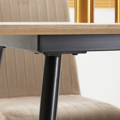 HOMCOM Esstisch im Skandi-Design, Küchentisch, für 4 Personen, Holzoptik, 140 cm x 80 cm x 76 cm, Natur + Schwarz