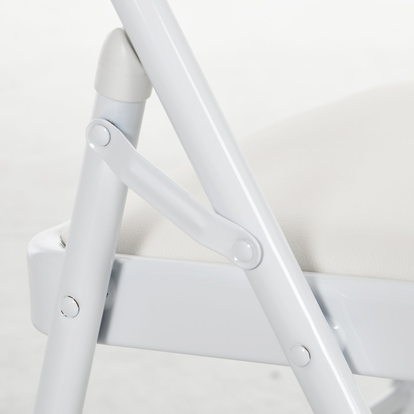 HOMCOM 4er-Set Klappstühle, Tragbare Bürostühle, Metallbeine, Faltstuhl für Büro, Empfang, Wartezimmer, Kunstleder, Weiß