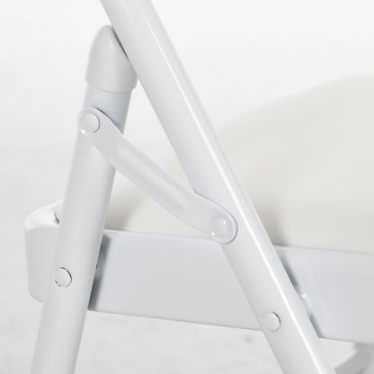 HOMCOM 4er-Set Klappstühle, Tragbare Bürostühle, Metallbeine, Faltstuhl für Büro, Empfang, Wartezimmer, Kunstleder, Weiß