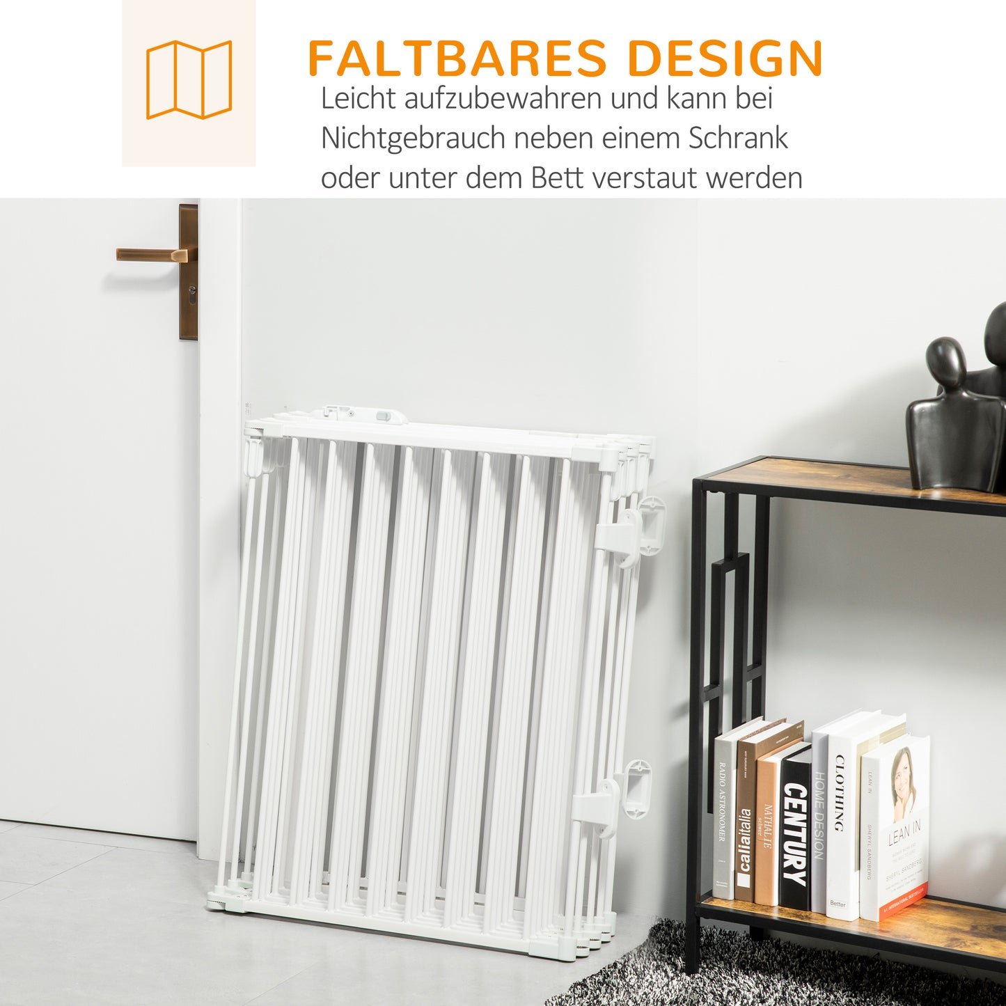 PawHut Welpenauslauf Freigehege für Hund Schutzgitter mit Tür Kaminschutzgitter flexibel klappbar 8 Paneler är 60 x 76 cm Vit