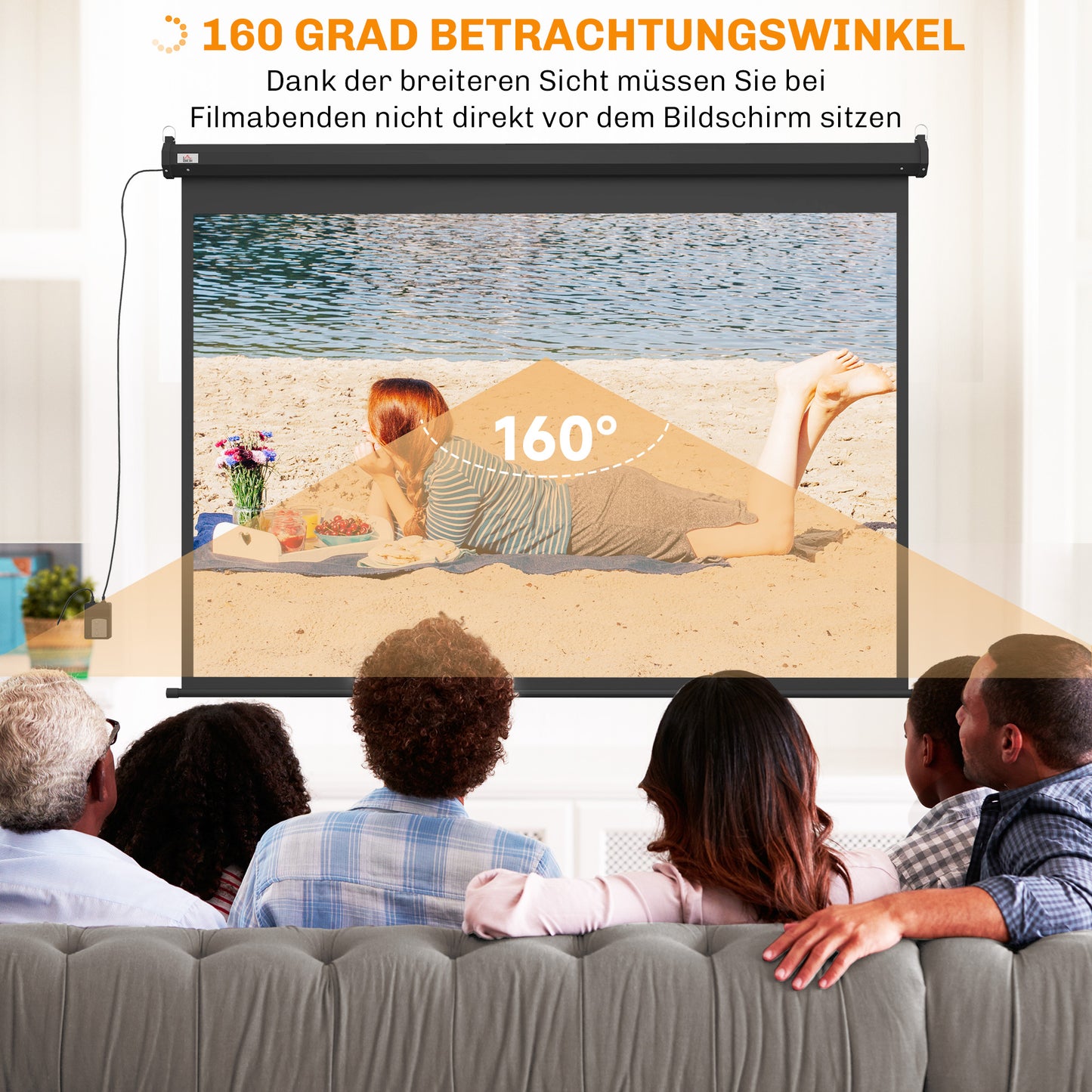 HOMCOM Beamer-Leinwand, Projektionsleinwand, 100 Zoll, 4:3, 203x152 cm, Schwarz