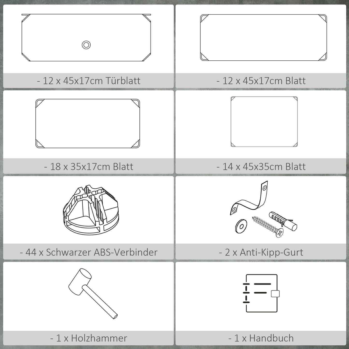 HOMCOM Schuhregal, 12 Aufbewahrungsboxen für 24 Paar Schuhe, Kunststoff, Schwarz+Weiß