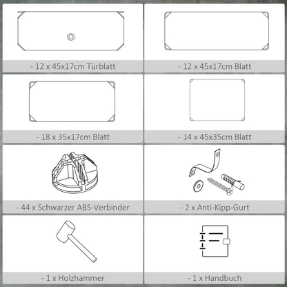 HOMCOM Schuhregal, 12 Aufbewahrungsboxen für 24 Paar Schuhe, Kunststoff, Schwarz+Weiß