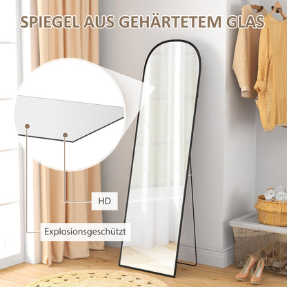 HOMCOM Standspiegel, Ganzkörperspiegel, modernes Design, 50 cm x 1,5 cm x 161,5 cm, Schwarz