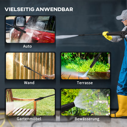 DURHAND Hochdruckreiniger Druckreiniger 5-tlg. Zubehör, verstellbare Spritzdüse, 150 bar Druck, 1800 W, max. 510 l/h, 35x27x78cm