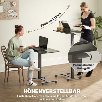 HOMCOM Stehpult Höhenverstellbar inkl. 4 Rollen C-Form 65 cm x 48 cm x 70-110 cm Schwarz