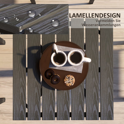 Outsunny Terrassentisch, für 4 Personen, Holzoptik, Aluminiumrahmen, 70 x 70 x 76 cm, Grau