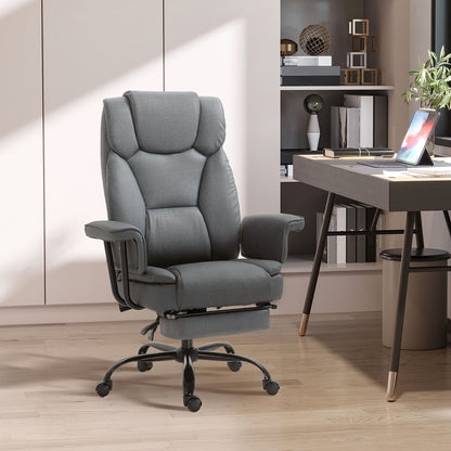Vinsetto Bürostuhl Ergonomischer Chefsessel 360° Drehbar Computerstuhl höhenverstellbar mit Kopfstütze und gepolsterte Armlehnen mit Fußstütze Kunstleder 68 x 80 x 120–126 cm