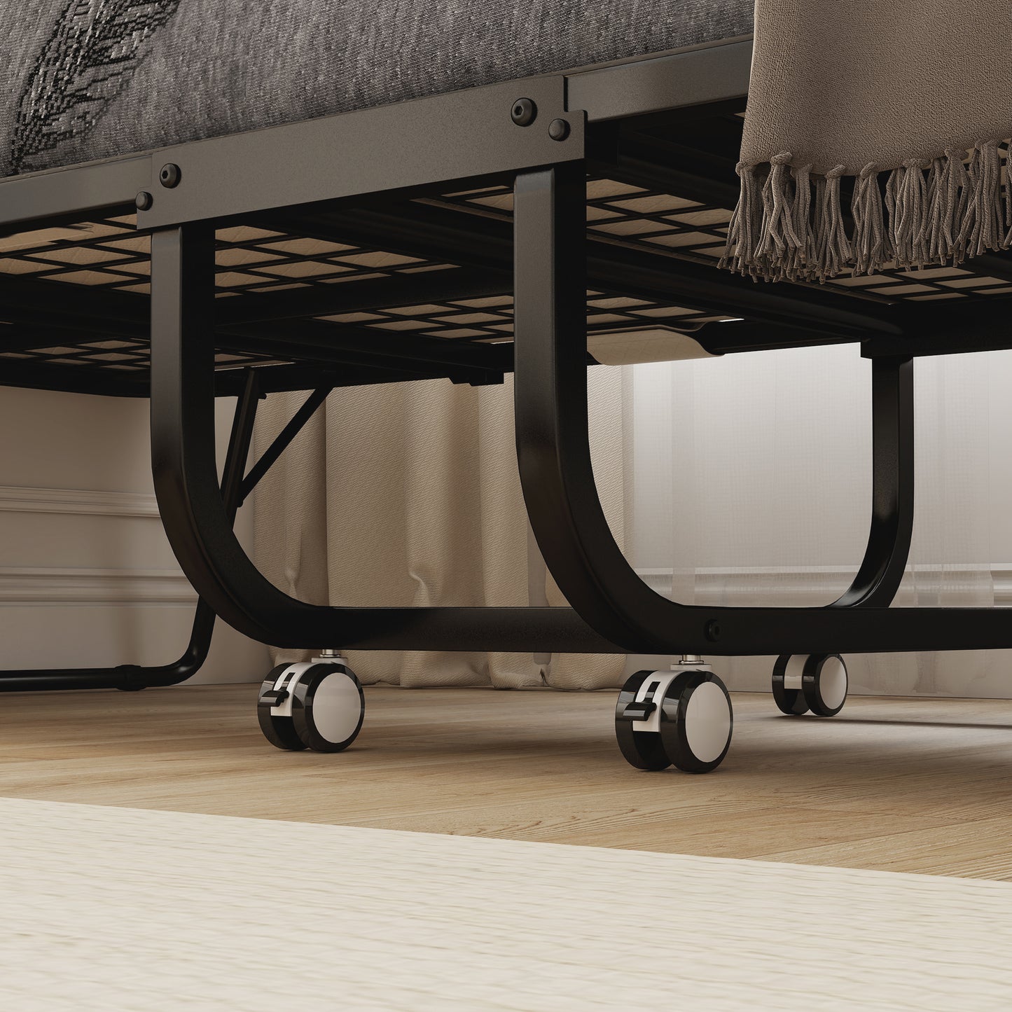 HOMCOM Klappbett 80x200 cm Erwachsene Gästebett Klappbar mit 10cm Dicker Schaumstoff Reisebett mit Stahlrahmen Feldbett mit Rollen bis 150 kg belastbar Einzelbett