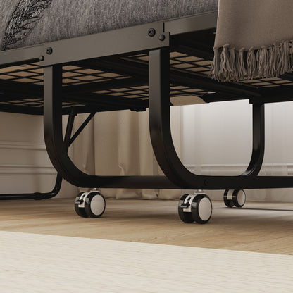 HOMCOM Klappbett 80x200 cm Erwachsene Gästebett Klappbar mit 10cm Dicker Schaumstoff Reisebett mit Stahlrahmen Feldbett mit Rollen bis 150 kg belastbar Einzelbett