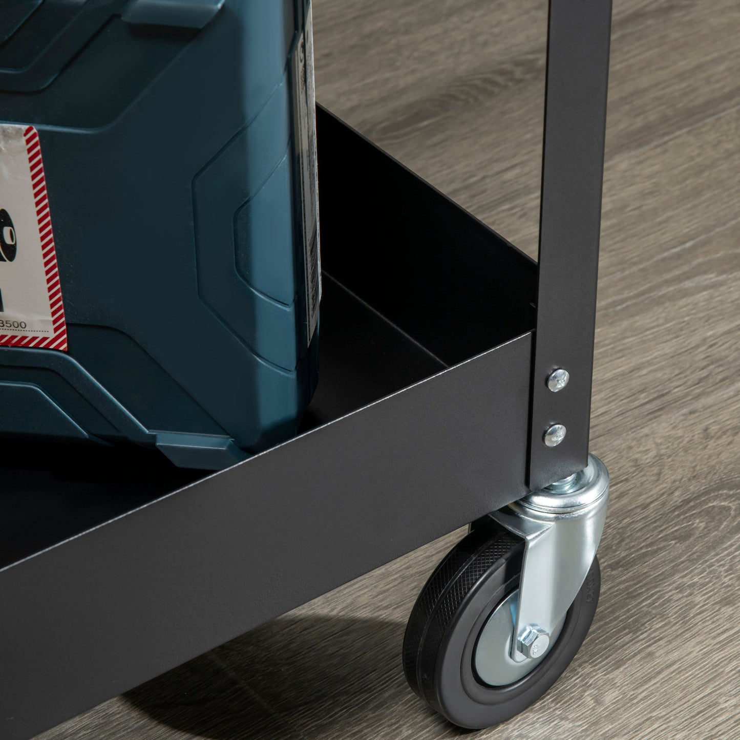 DURHAND Werkstattwagen, 2 Etagen, Schubkarre, 4 Rollen, Stahl, bis 150 kg, 84,5 x 38 x 84 cm, Schwarz