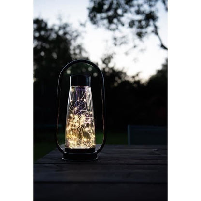 Solar lantern - GARDEN ID Black - Ø18 H34 cm - AAA battery - Autonomy 6-8h - Practical handle.