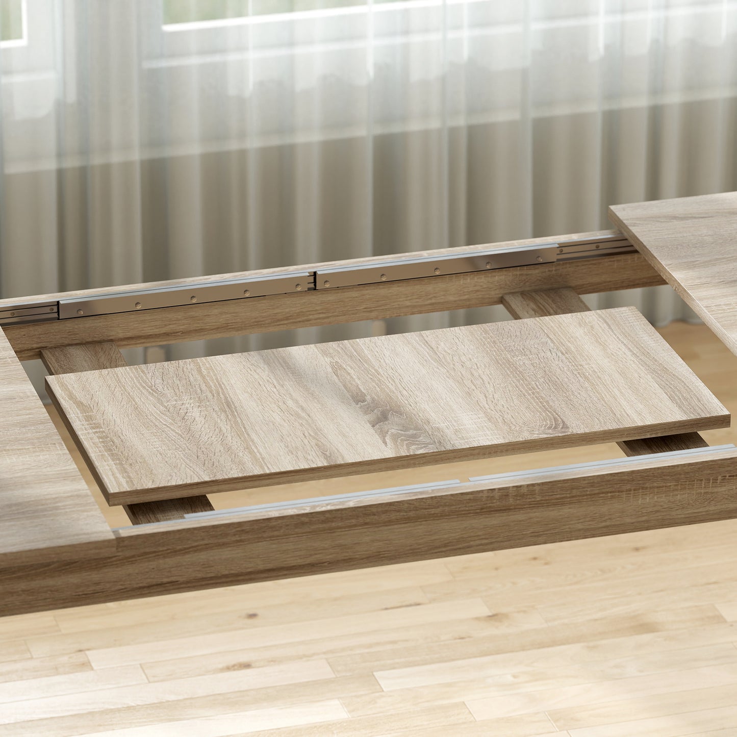 HOMCOM Ausziehbarer Esstisch, von 180 auf 260 cm erweiterbar, für 6-10 Personen, Holz