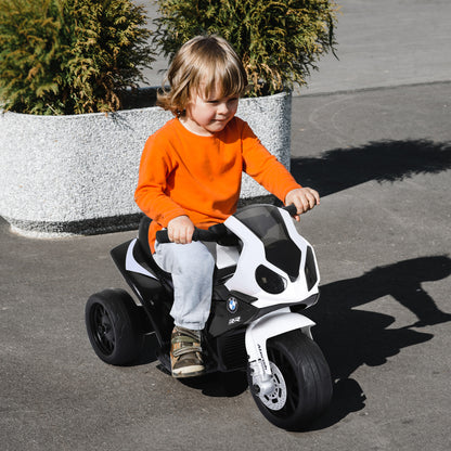 HOMCOM Elektro Kindermotorrad BMW S1000RR Elektromotorrad mit Musik, Scheinwerfer, Kinder Elektro Motorrad für Kinder von 18-36 Monaten Schwarz