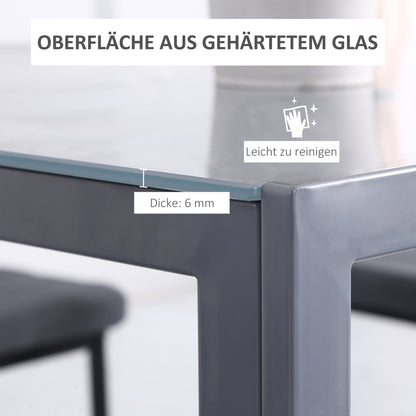 HOMCOM Esstisch Küchentisch Glastisch Quadratischer Tisch, Glasplatte, kompaktes Design, Grau