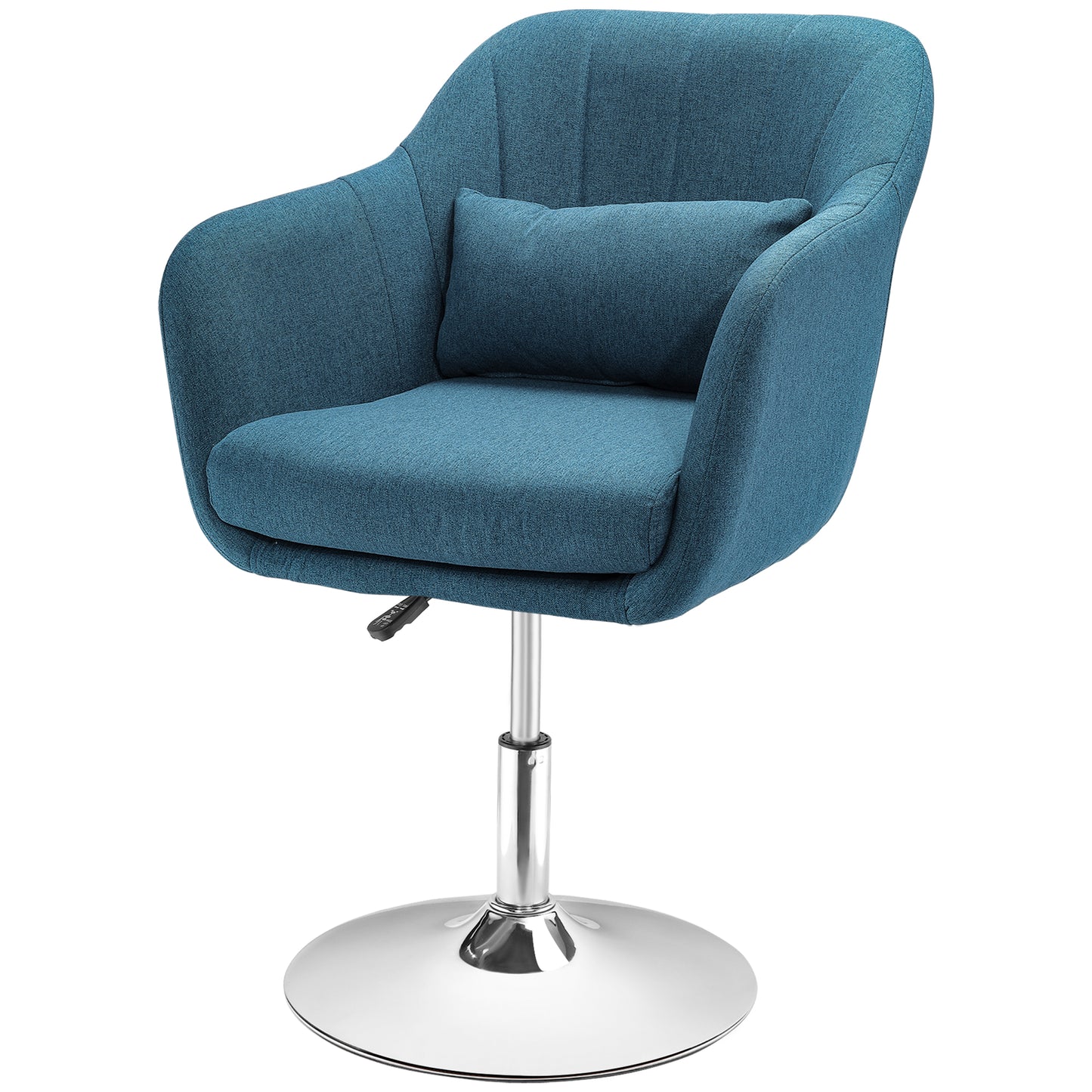 HOMCOM Drehstuhl, leinenartiges Polyester, Metall, 60 x 60 x 79-91 cm, Blau