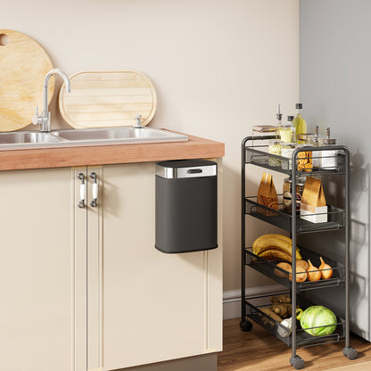HOMCOM Mülleimer, Edelstahl Küchenmülleimer mit offen bleibendem Deckel, herausnehmbarer Inneneimer, 21,5x19,5x30 cm, Schwarz