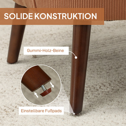 HOMCOM Moderner Armlehnstuhl, Gepolsterter Akzentstuhl mit Lendenkissen, Kautschukholzbeinen, Orange