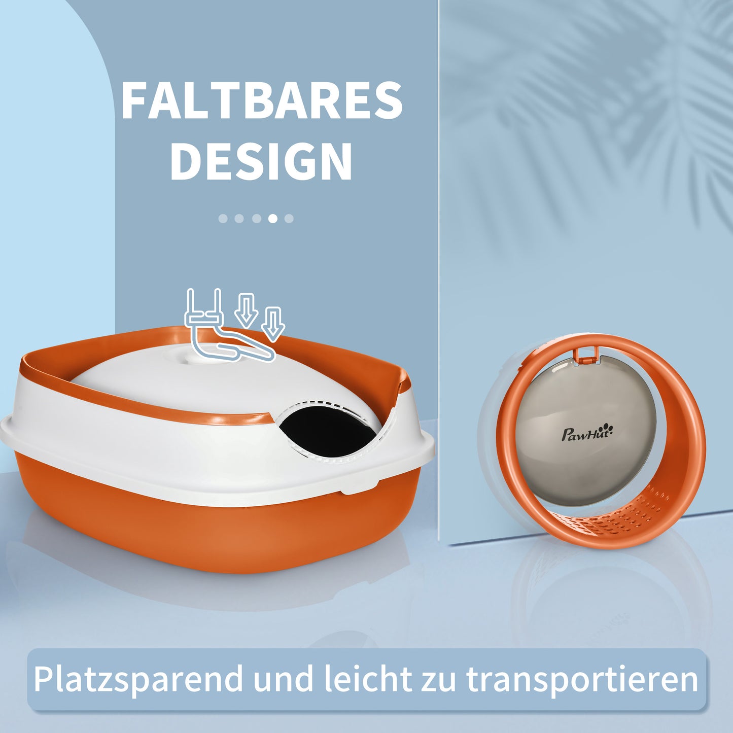 PawHut Katzentoilette, mit Deckel und Streuschaufel, für Katzen bis 5 kg, 52x41x38 cm, Weiß/Orange