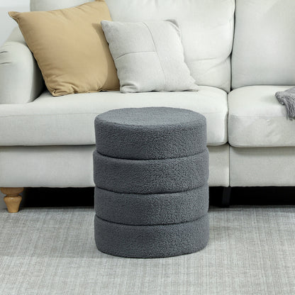 HOMCOM Hocker, rund, Teddyfleece, bis 120kg, Φ40x45H cm, Dunkelgrau