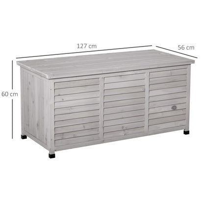 Outsunny Gartenbox, wetterbeständig, luftdurchlässig, Kissenbox, Aufbewahrungsbox, Fichtenholz, grau, 127 x 56 x 60 cm