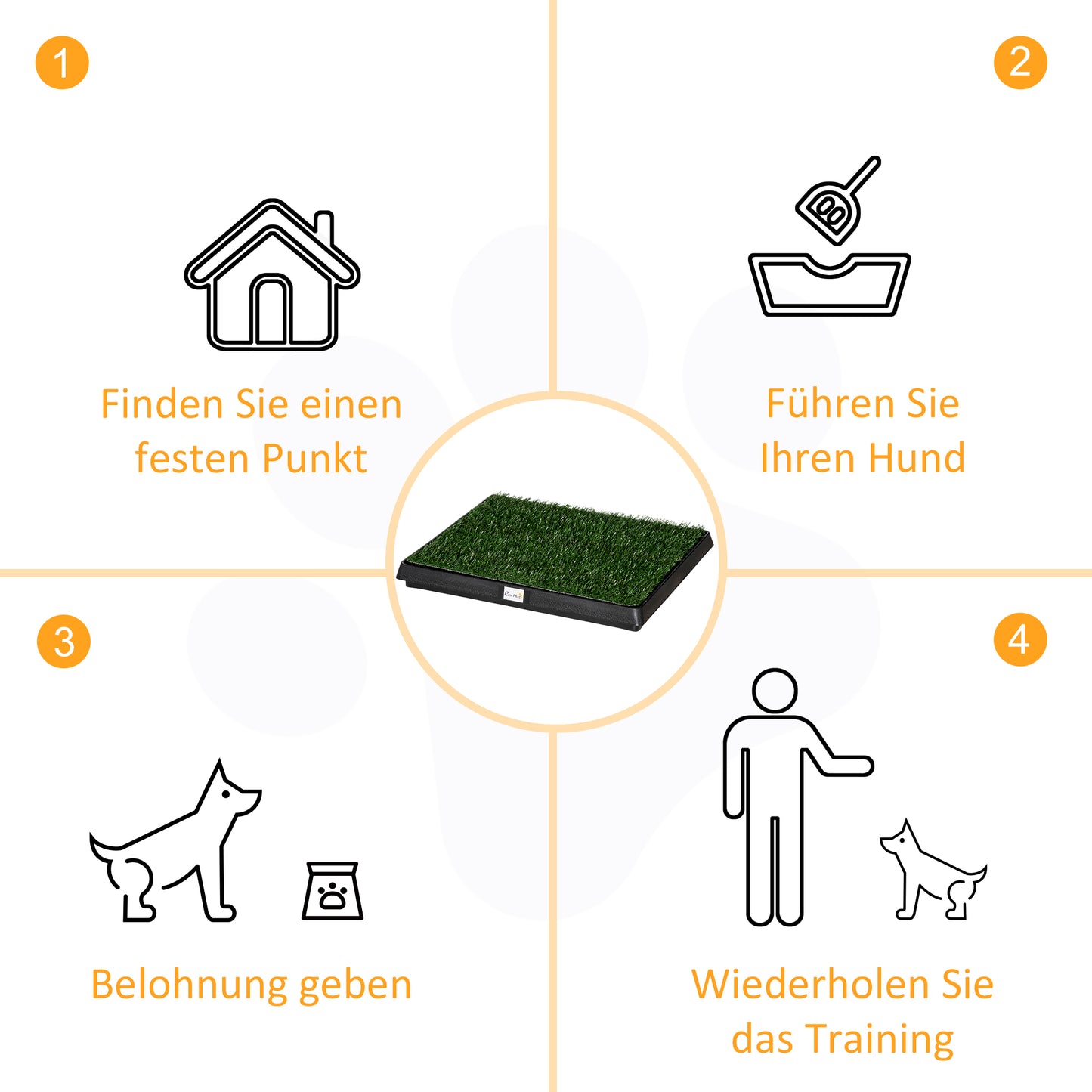 PawHut Hundetoilette mit Gras 63 x 51 cm Hundeklo Waschbar Welpentoilette Welpenklo mit herausnehmbarer Schublade, Trainingsunterlage für Kleine Hunde Große Hunde