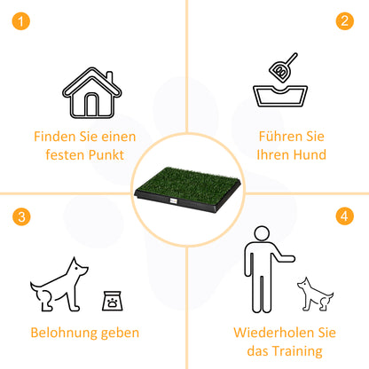 PawHut Hundetoilette mit Gras 63 x 51 cm Hundeklo Waschbar Welpentoilette Welpenklo mit herausnehmbarer Schublade, Trainingsunterlage für Kleine Hunde Große Hunde