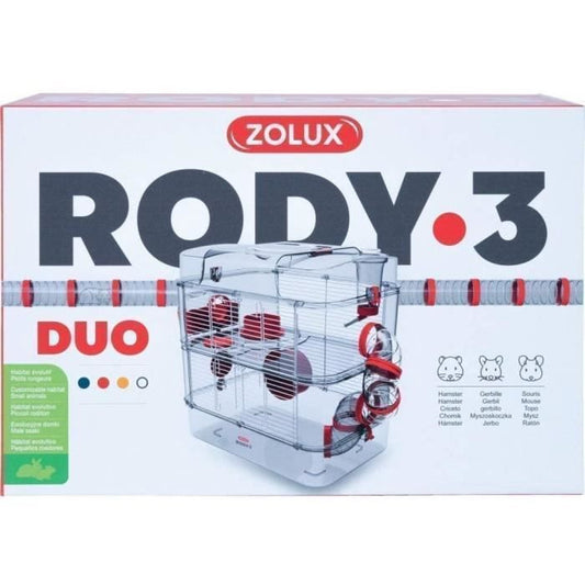 Zolux cage on 2 floors for hamsters, mouse and gerbilles - rudy3 duo - l 41 x D 27 x h 40.5 cm - grenadine
