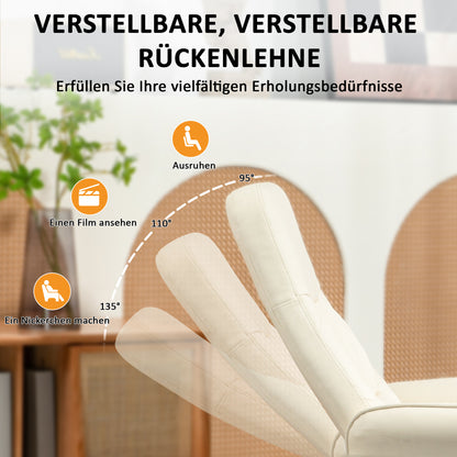 HOMCOM Massagesessel mit Fußhocker, Ergonomischer Stuhl mit 10 Vibrationspunkten, Kunstleder, 76 x 81 x 105 cm, Cremeweiß