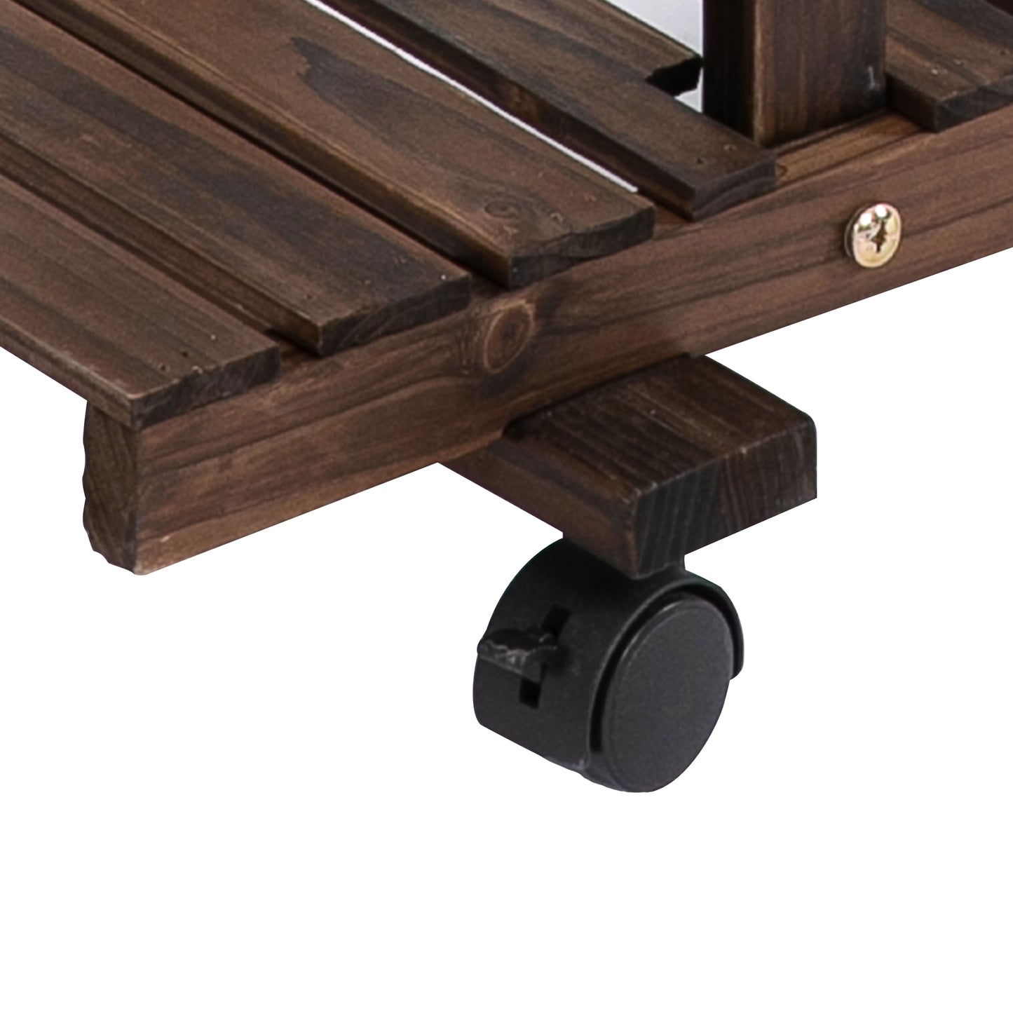 Outsunny Blumentreppe 6 Regale 4 Rollen 123,5 cm × 33 cm × 80 cm Massivholz Braun 123,5 cm × 33 cm × 80 cm