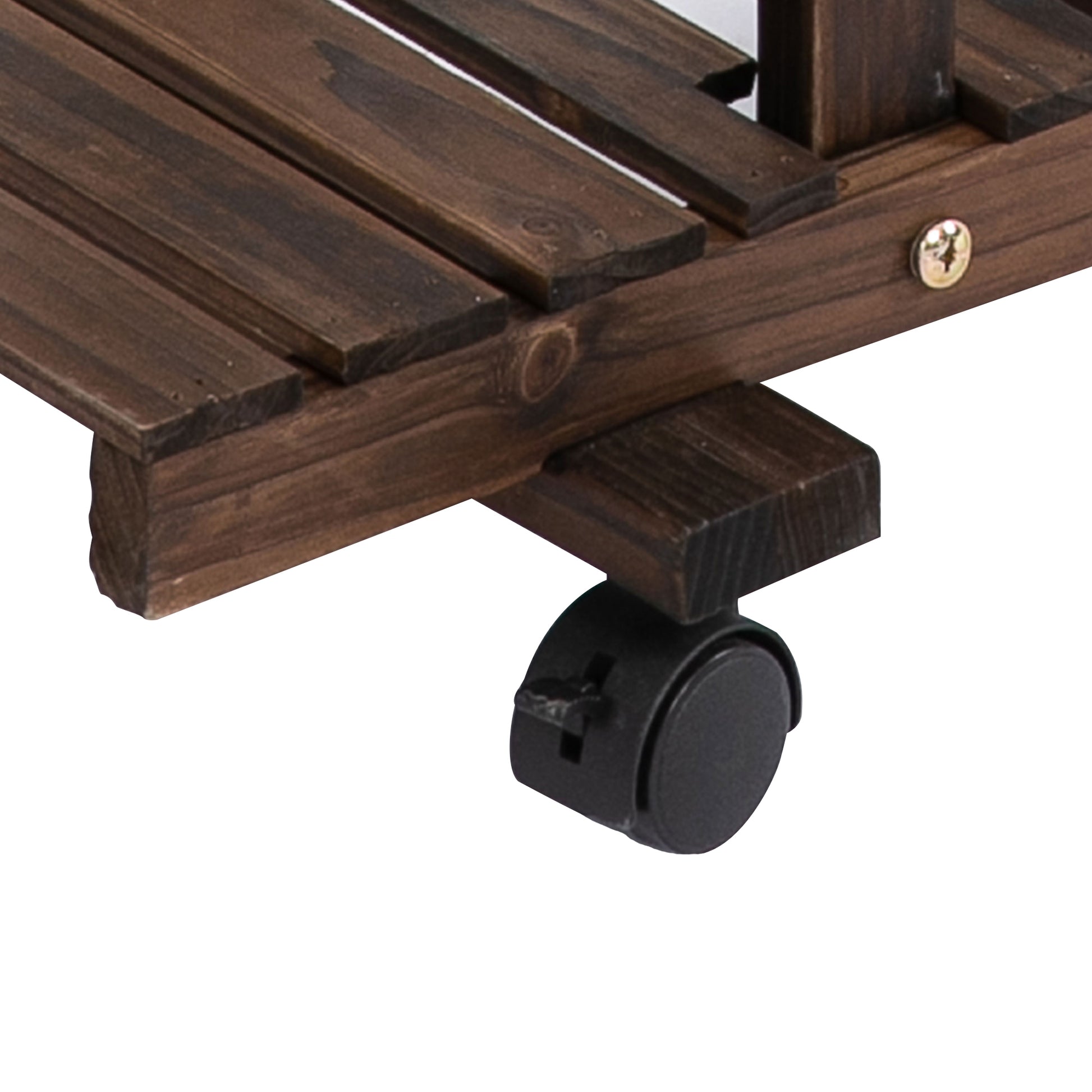 Outsunny Blumentreppe 6 Regale 4 Rollen 123,5 cm × 33 cm × 80 cm Massivholz Braun 123,5 cm × 33 cm × 80 cm