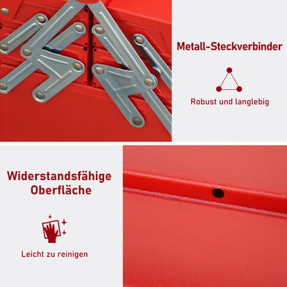 DURHAND Werkzeugkasten Werkzeugkoffer mit 5 Fächern 45 x 20 x 34,5cm Stahl Rot