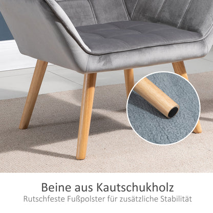 HOMCOM Relaxsessel Skandidesign Lesesessel Akzentsessel, Steppung, 67cm x 61,5cm x 71cm. Grau