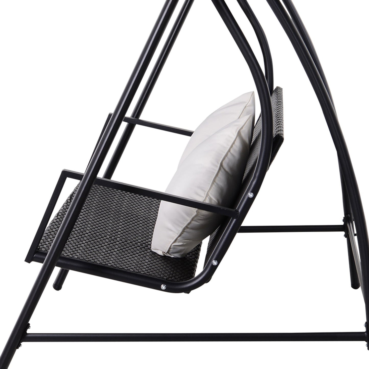 Outsunny 3-Sitzer Hollywoodschaukel Schaukel Polyrattan Metall mit Kissen belastbar bis 360kg Neu (Schwarz)