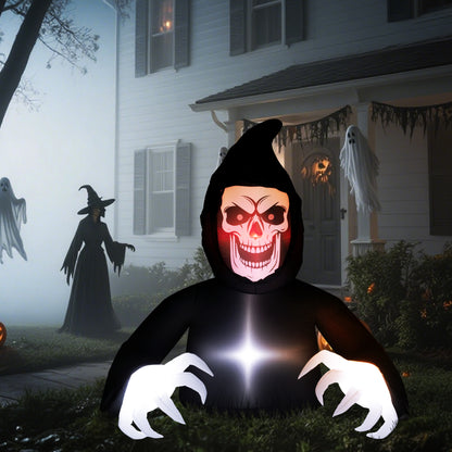 Outsunny Aufblasbare Halloween-Dekoration, Sensenmann, LED-Leuchten, Gebläse, Kabel