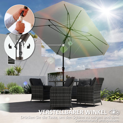 Outsunny 2,3 m Sonnenschirm ohne Basis, Verstellbarer Terrassenschirm mit Kurbel, Polyester, Aluminium, Fiberglas, Dunkelgrau