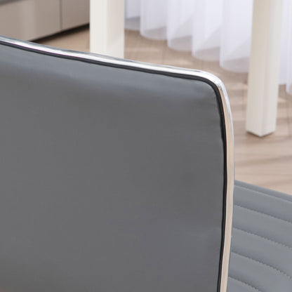 HOMCOM Höhenverstellbarer Salonstuhl mit Rückenlehne, Drehstuhl, Metall, Kunstleder, 48 x 52 x 78-90 cm, Hellgrau