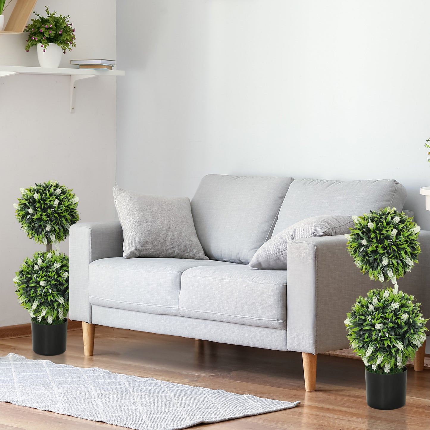 HOMCOM 2er-Set Künstliche Pflanzen, UV-beständige Kunstpflanze im Blumentopf, 70 cm Zimmerpflanze für Wohnzimmer, Garten