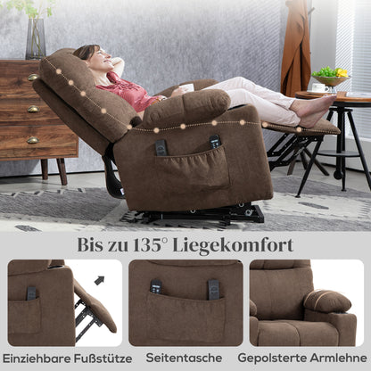 HOMCOM Relaxsessel mit Aufstehhilfe, elektrisch, 90x75x100cm, Braun