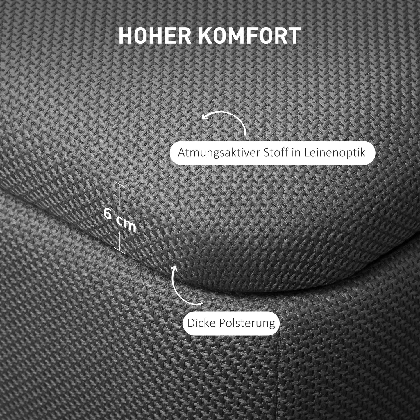 HOMCOM Hocker mit Stauraum, Sitzbank mit Schaumstoffpolsterung, Leinenimitat, 111 x 44 x 44,5 cm, Dunkelgrau