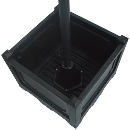 Outsunny Solar Laterne Stehleuchte aus Metall, Gartenlaterne mit Lichtsteuerung, 189 cm hoch, Windlicht Außenleuchte, Wasserdicht IP44 med Blumentopf-Basis für Garten Balkon Deko Schwarz