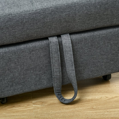 HOMCOM bequemer Liegesessel Schlafsessel 3-in-1 Sessel modern, bis 150 kg, Leinenoptik, inkl. Kissen, 65,5 x 104 x 81 cm, Dunkelgrau