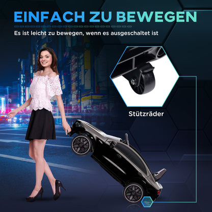 AIYAPLAY Kinder-Elektroauto, fernsteuerbar, mit Transportrollen, LED-Lichter, Hupe, für Kinder von 3-6 Jahren, Schwarz
