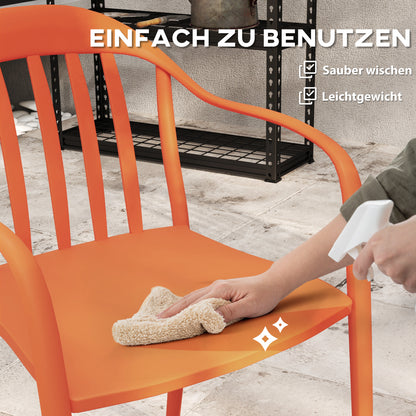 Outsunny Gartenstuhl 4er Set wetterfest Gartenstühle aus Kunststoff Stapelstuhl mit Armlehne Rückenlehne bis 120 kg belastbar