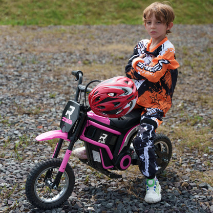 HOMCOM Elektro-Motorrad für Kinder, 24V Kindermotorrad mit Hupe, Leuchte, mit Drehgriff-Gashebel, 8-16 km/h, 8-12 Jahre, Rosa